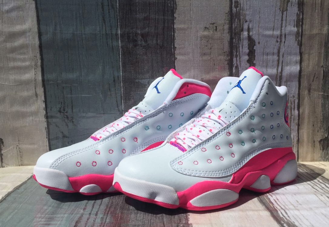 New Air Jordan 13 Easter Eggs White Peach For Women - Click Image to Close